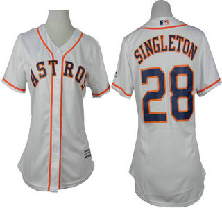 Women's Houston Astros #28 Jon Singleton White Jersey