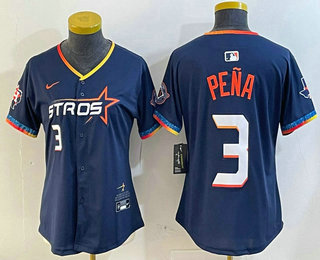 Women's Houston Astros #3 Jeremy Pena Navy 2025 City Connect Limited Jersey