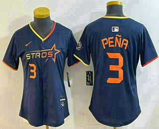 Women's Houston Astros #3 Jeremy Pena Navy 2025 City Connect Limited Jersey