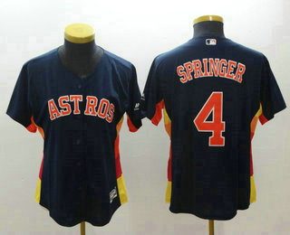 Women's Houston Astros #4 George Springer Navy Blue Alternate Cool Base Stitched Jersey