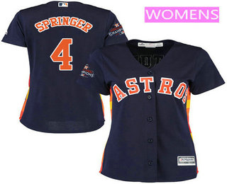 Women's Houston Astros #4 George Springer Navy Blue Alternate Cool Base Stitched 2017 World Series Champions Patch Jersey