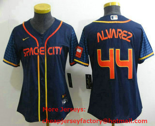 Women's Houston Astros #44 Yordan Alvarez 2022 Navy Blue City Connect Cool Base Stitched Jersey