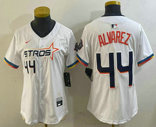 Women's Houston Astros #44 Yordan Alvarez White 2025 City Connect Limited Stitched Jersey