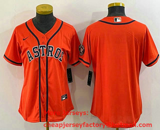 Women's Houston Astros Blank Orange With Patch Stitched MLB Cool Base Nike Jersey