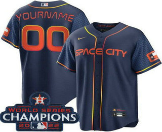 Women's Houston Astros Customized Navy City 2022 World Series Champions Base Jersey