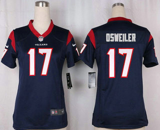 Women's Houston Texans #17 Brock Osweiler Navy Blue Team Color Stitched NFL Nike Game Jersey