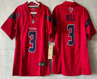 Women's Houston Texans #3 Tank Dell Limited Red FUSE Vapor Jersey