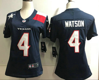 Women's Houston Texans #4 Deshaun Watson Navy Blue 2018 Vapor Untouchable Stitched NFL Nike Limited Jersey
