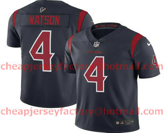 Women's Houston Texans #4 Deshaun Watson Navy Blue New 2019 Color Rush Stitched NFL Nike Limited Jersey