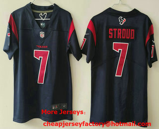 Women's Houston Texans #7 CJ Stroud Navy Blue New 2019 Color Rush Stitched Limited Jersey