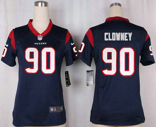 Women's Houston Texans #90 Jadeveon Clowney Navy Blue Team Color Stitched NFL Nike Game Jersey