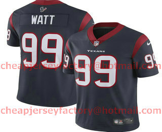 Women's Houston Texans #99 J.J. Watt Navy Blue NEW 2019 Vapor Untouchable Stitched NFL Nike Limited Jersey
