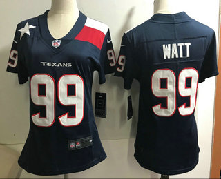 Women's Houston Texans #99 J.J. Watt Navy Blue New 2018 Vapor Untouchable Stitched NFL Nike Limited Jersey