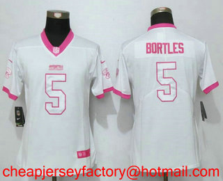 Women's Jacksonville Jaguars #5 Blake Bortles White Pink 2016 Color Rush Fashion NFL Nike Limited Jersey