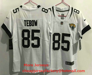 Women's Jacksonville Jaguars #85 Tim Tebow White 2021 Vapor Untouchable Stitched NFL Nike Limited Jersey