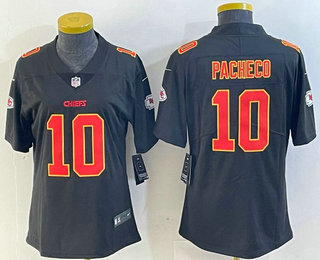 Women's Kansas City Chiefs #10 Isiah Pacheco Black Fashion Vapor Limited Stitched Jersey