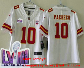 Women's Kansas City Chiefs #10 Isiah Pacheco Limited White LVIII Super Bowl Vapor Jersey