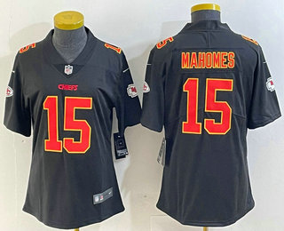 Women's Kansas City Chiefs #15 Patrick Mahomes Black Fashion Vapor Limited Stitched Jersey
