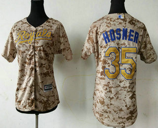 Women's Kansas City Royals #35 Eric Hosmer Camo New Cool Base Jersey