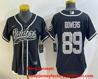Women's Las Vegas Raiders #89 Brock Bowers Black Cool Base Stitched Baseball Jersey