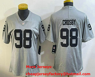 Women's Las Vegas Raiders #98 Maxx Crosby Grey Inverted Legend Stitched Nike Limited Jersey