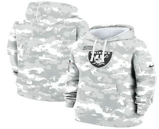 Women's Las Vegas Raiders Arctic Camo 2024 Salute to Service Club Fleece Pullover Hoodie