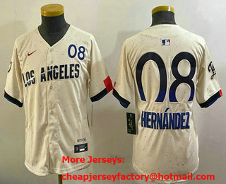 Women's Los Angeles Dodgers #08 Enrique Hernandez Cream 2024 City Connect Limited Stitched Jersey