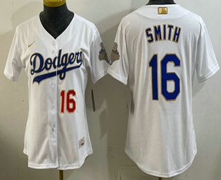 Women's Los Angeles Dodgers #16 Will Smith White 2026 Gold Collection Stadium Jersey