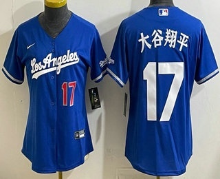 Women's Los Angeles Dodgers #17 Shohei Ohtani Blue Japanese Alternate Stadium Jersey
