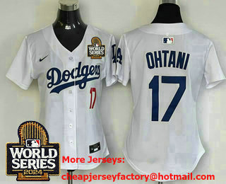 Women's Los Angeles Dodgers #17 Shohei Ohtani White 2024 World Series Limited Cool Base Stitched Jersey