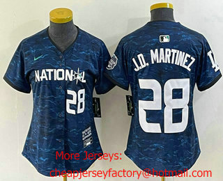 Women's Los Angeles Dodgers #28 JD Martinez Number Royal 2023 All Star Cool Base Stitched Baseball Jersey
