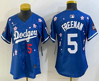Women's Los Angeles Dodgers #5 Freddie Freeman Blue 2025 Tokyo Series Limited Jersey