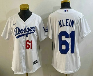Women's Los Angeles Dodgers #61 Will Klein White Cool Base Jersey