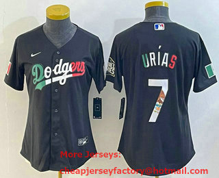 Women's Los Angeles Dodgers #7 Julio Urias Black Mexico 2020 World Series Cool Base Nike Jersey 001