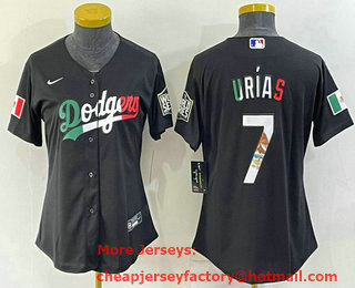 Women's Los Angeles Dodgers #7 Julio Urias Black Mexico 2020 World Series Cool Base Nike Jersey