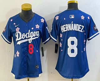 Women's Los Angeles Dodgers #8 Enrique Hernandez Blue 2025 Tokyo Series Limited Jersey