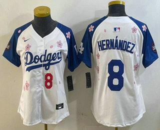Women's Los Angeles Dodgers #8 Enrique Hernandez White Royal 2025 Tokyo Series Limited Stitched Jersey