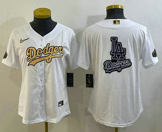 Women's Los Angeles Dodgers Big Logo White 2022 All Star Stitched Cool Base Nike Jersey 01