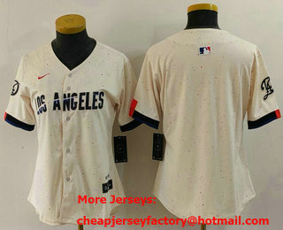 Women's Los Angeles Dodgers Blank Cream 2024 City Connect Limited Stitched Jersey