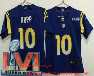 Women's Los Angeles Rams #10 Cooper Kupp Blue 2022 Super Bowl LVI Vapor Untouchable Stitched Limited Jersey
