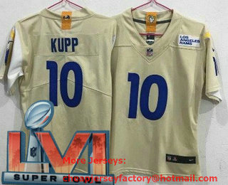 Women's Los Angeles Rams #10 Cooper Kupp Cream 2022 Super Bowl LVI Vapor Untouchable Stitched Limited Jersey