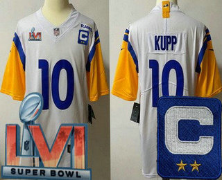 Women's Los Angeles Rams #10 Cooper Kupp Limited White C Patch Alternate 2022 Super Bowl LVI Vapor Jersey