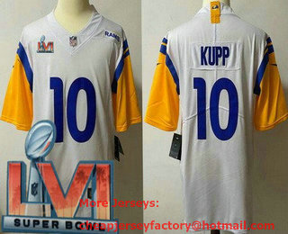 Women's Los Angeles Rams #10 Cooper Kupp White 2022 Super Bowl LVI Vapor Untouchable Stitched Limited Jersey
