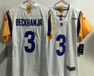 Women's Los Angeles Rams #3 Odell Beckham Jr White 2021 Vapor Untouchable Limited Stitched Jersey