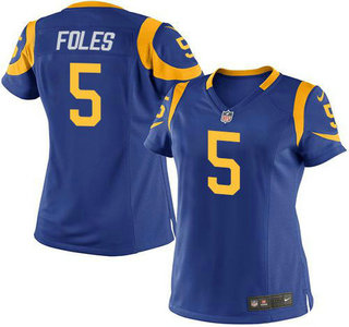 Women's Los Angeles Rams #5 Nick Foles Royal Blue Alternate Nike Game Jersey