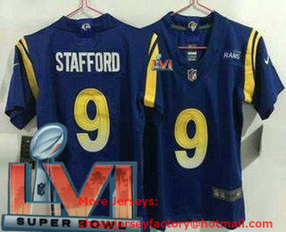 Women's Los Angeles Rams #9 Matthew Stafford Blue 2022 Super Bowl LVI Vapor Untouchable Stitched Limited Jersey