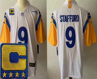 Women's Los Angeles Rams #9 Matthew Stafford Limited White C Patch Alternate Vapor Jersey
