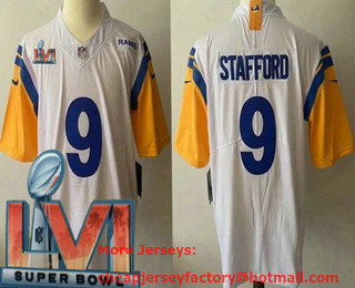 Women's Los Angeles Rams #9 Matthew Stafford White 2022 Super Bowl LVI Vapor Untouchable Stitched Limited Jersey