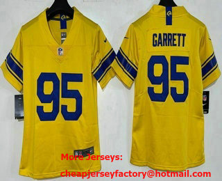 Women's Los Angeles Rams #95 Myles Garrett Limited Yellow 2026 Classic Vapor Jersey