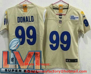 Women's Los Angeles Rams #99 Aaron Donald Cream 2022 Super Bowl LVI Vapor Untouchable Stitched Limited Jersey